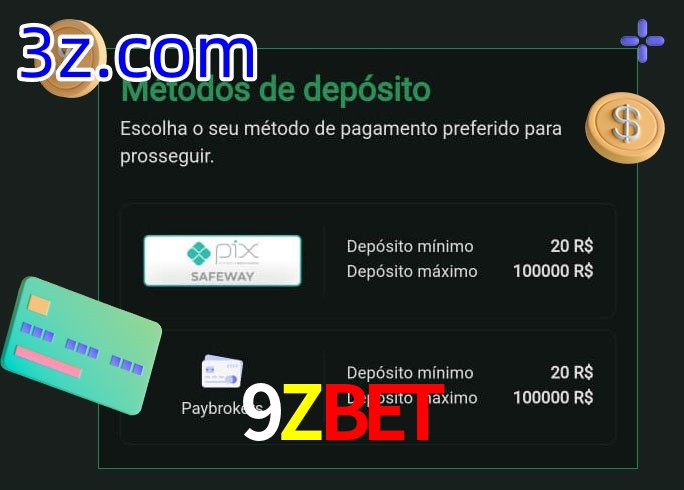O cassino 9Zbet oferece uma grande variedade de métodos de pagamento